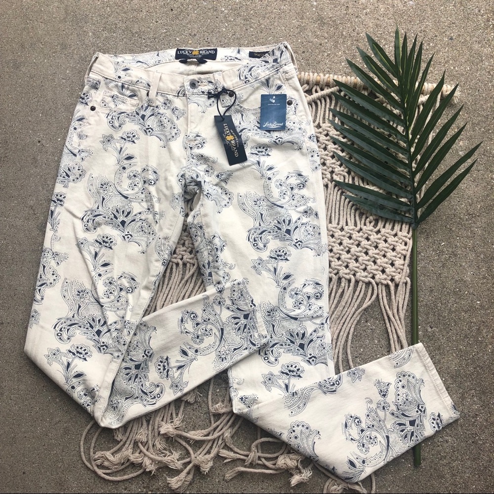 New Lucky Brand Paisley Printed Skinny Jeans Size 26